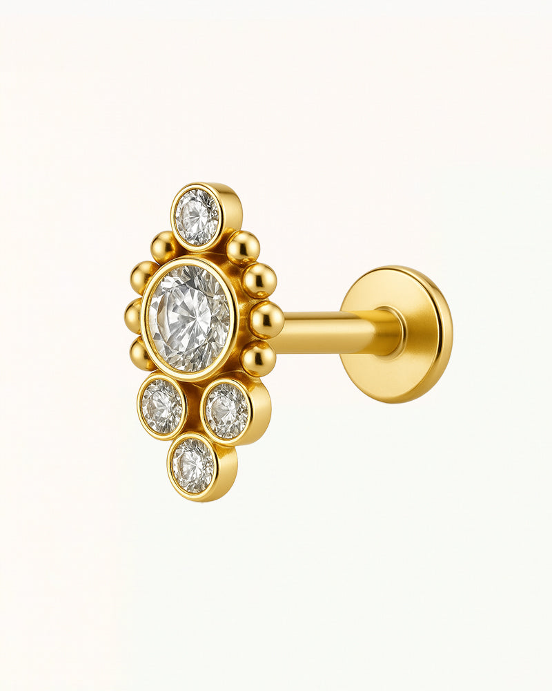 Titanium Vintage Piercing met Kristallen - Anastasia