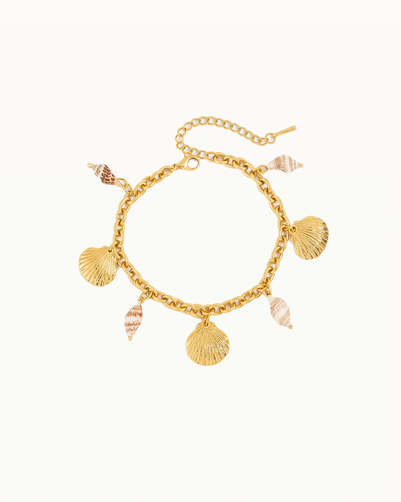 Gold Link Bracelet with Shell Charms - Adisa