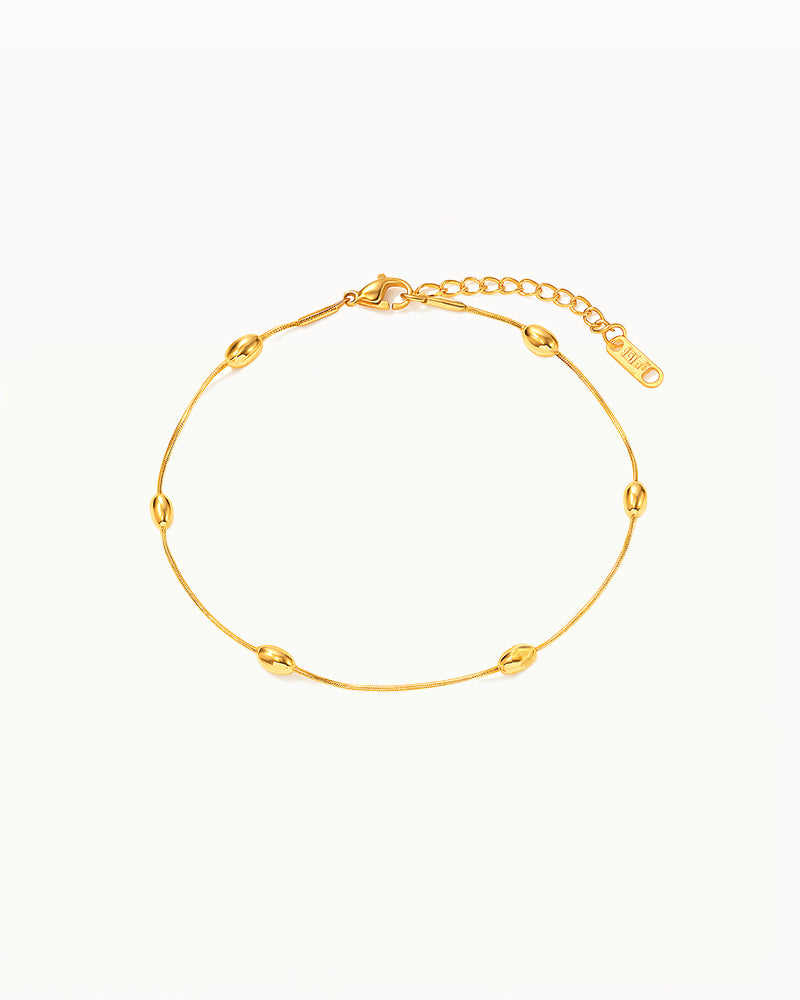 Bracelet de cheville doré avec perles ovales - Whitley
