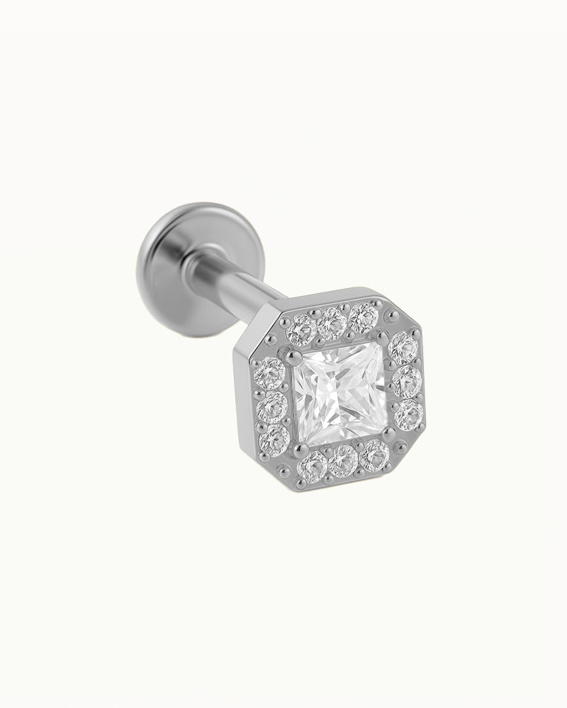 Titan-Blockpiercing mit glänzenden Steinen - Joella