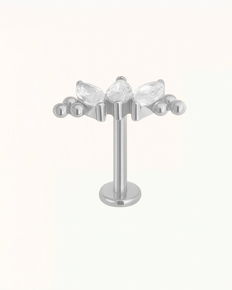 Titan-Piercing mit tropfenförmigen Kristallen und Kugeln - Priscilla