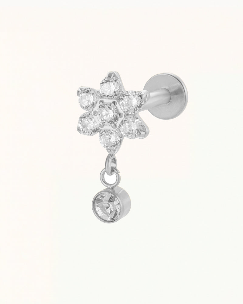 Titan-Blumenpiercing mit Aufhänger - Selin