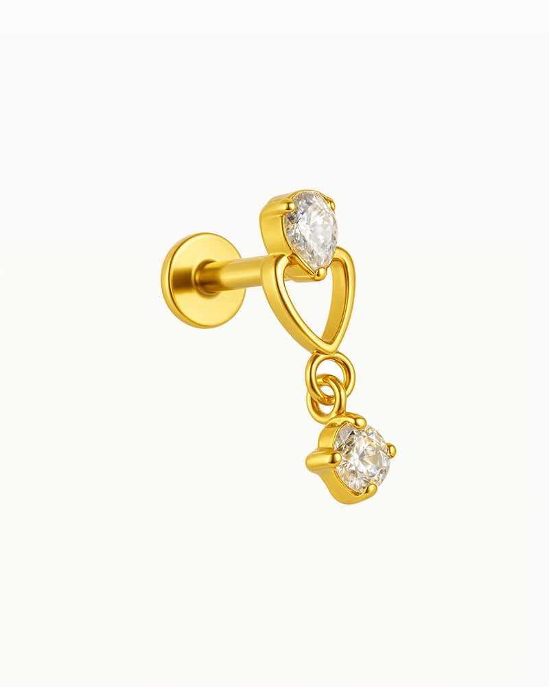 Titan Piercing Herz mit hängendem Stein - Yaren