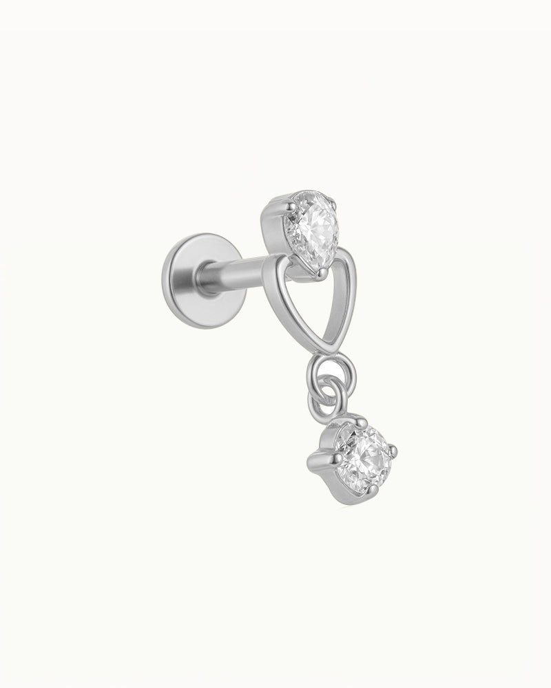 Titan Piercing Herz mit hängendem Stein - Yaren