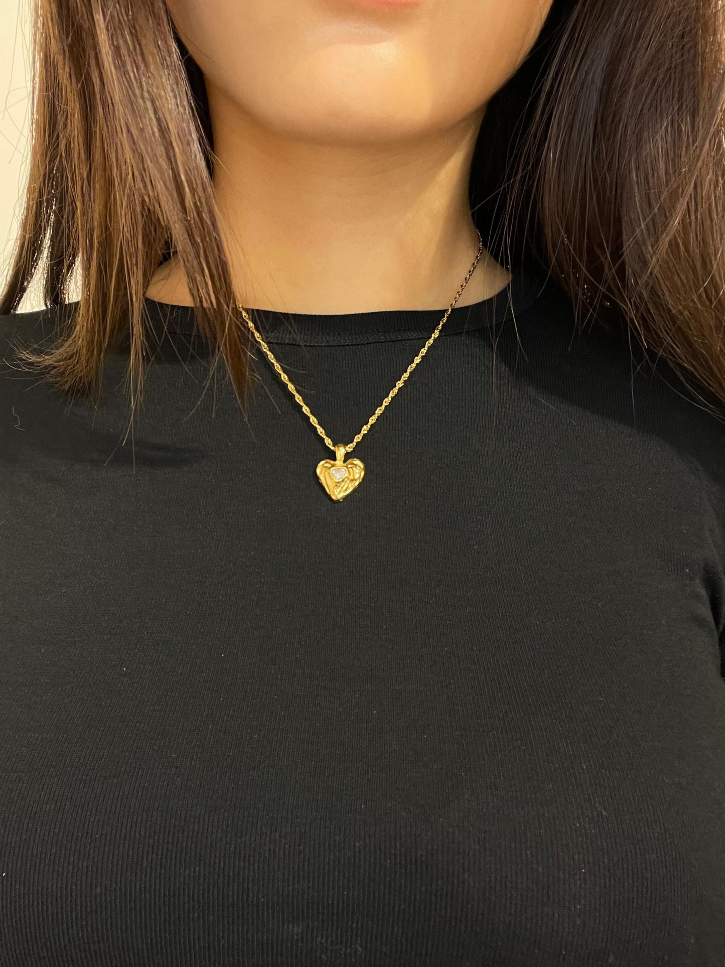 Vintage Chunky Heart Necklace - Kenna