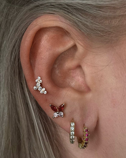 Titanium Piercing with Three Flowers - Grace