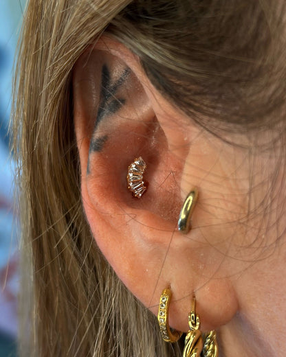 Piercing en Titane avec Cristaux Courbés - Rosie