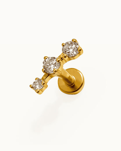 Piercing en titane Boog avec trois pierres - Aria