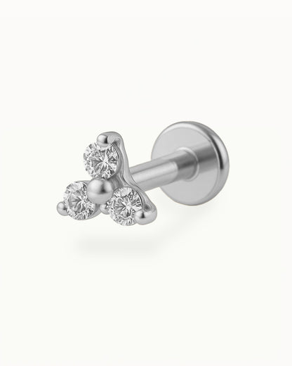 Piercing en titane en forme de triangle avec des cristaux - Aya