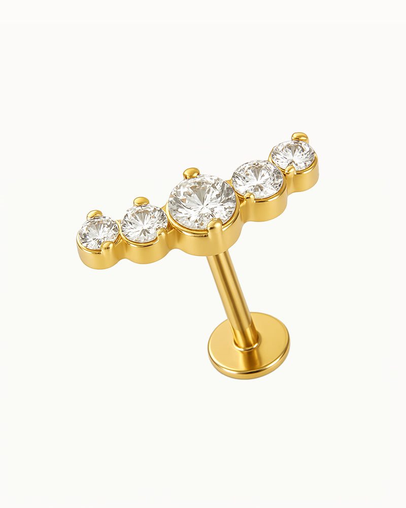 Titanpiercing mit runden Kristallen - Esia