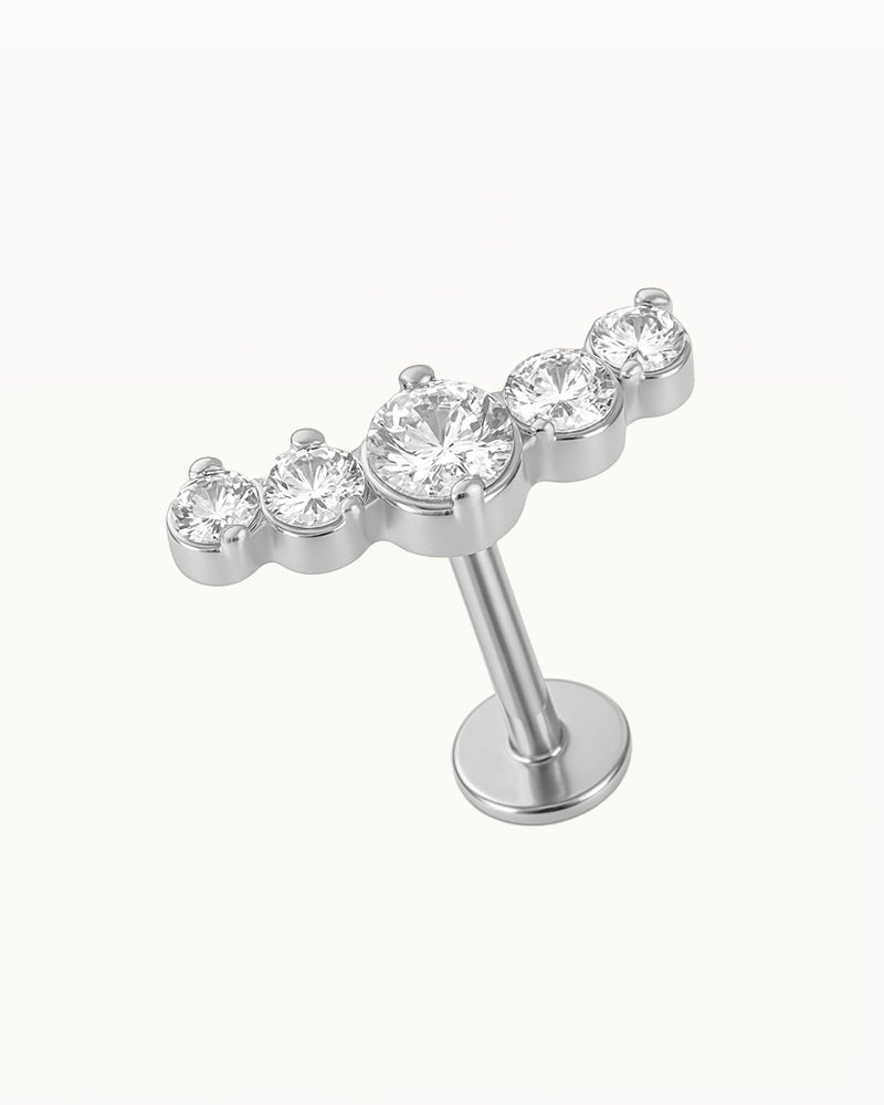 Titanpiercing mit runden Kristallen - Esia