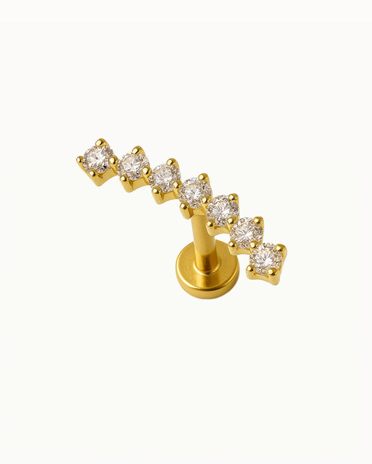 Piercing en titane ondulé avec cristaux - Ewa
