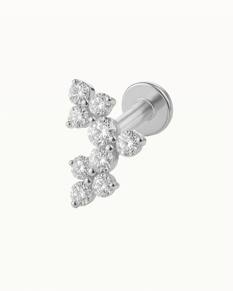 Titanium Piercing with Three Flowers - Grace