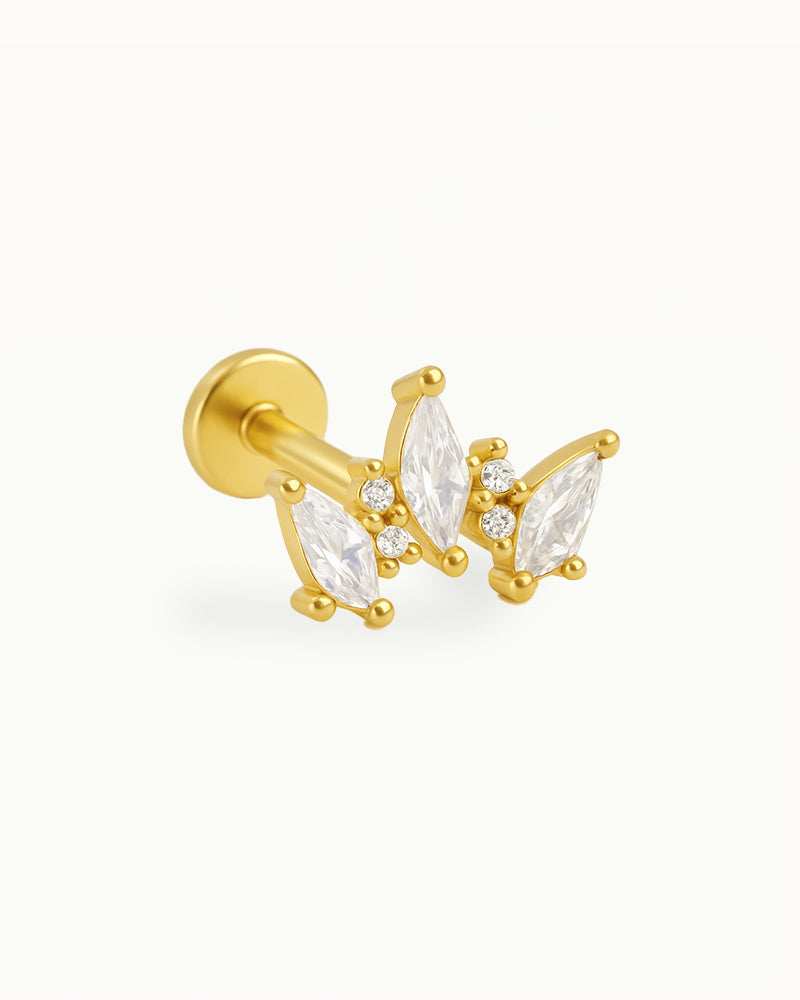 Piercing Chunky en Titane avec Cristaux - Jade