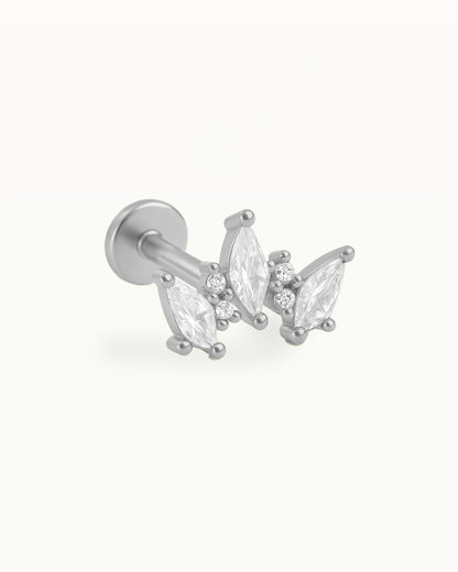 Piercing Chunky en Titane avec Cristaux - Jade