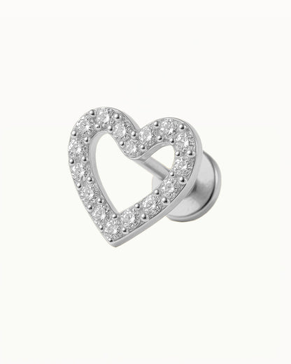 Piercing en titane en forme de cœur avec des cristaux - Joanne