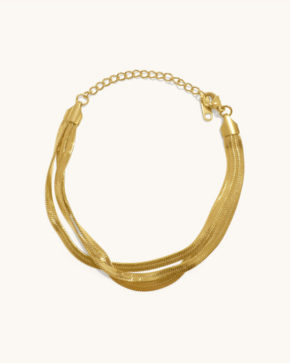 Driedubbel Plat Gouden Bracelet - Kayleigh