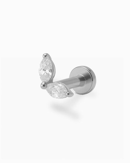 Piercing en Titane avec Deux Cristaux - Medina