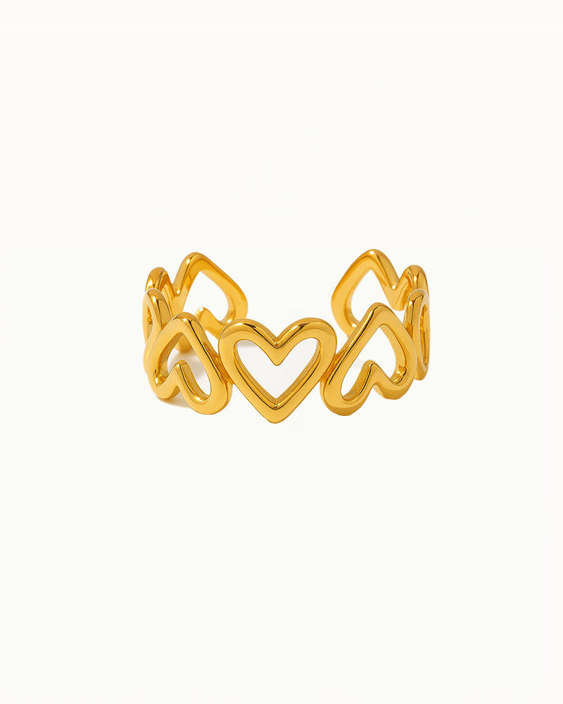 Golden Heart Ring - Adjustable - Melina - R56