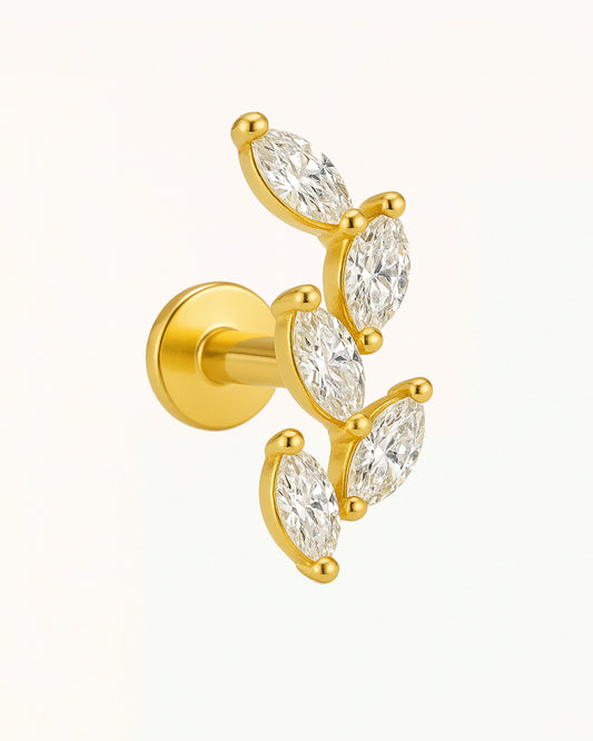 Piercing en titane avec cinq pierres marquise - Novi