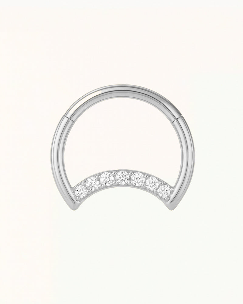 Bague en titane piercing avec arc en cristaux - Rowan