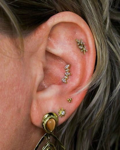 Piercing Chunky en Titane avec Cristaux - Jade