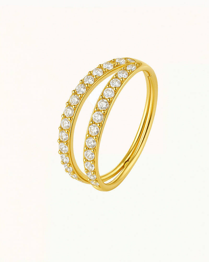 Titan Doppelring mit Steinpiercing - Selma