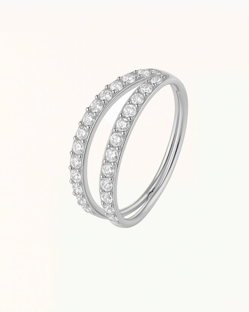 Titan Doppelring mit Steinpiercing - Selma