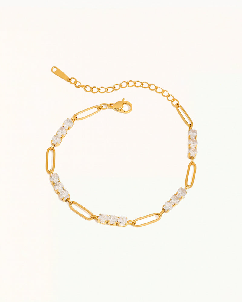 Gouden Armband met Fijne Schakels en Steentjes - Morgana