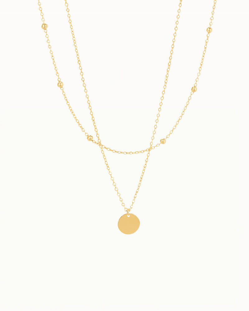 Chaîne Double Minimaliste avec Pendentif - Nataly