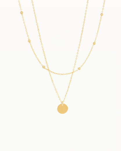 Chaîne Double Minimaliste avec Pendentif - Nataly