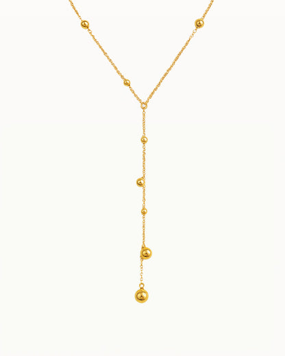 Gold Y-necklace with Minimalist Beads - Nyra