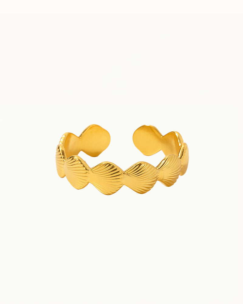 Gold Shell Ring - Adjustable - Aleena - R55