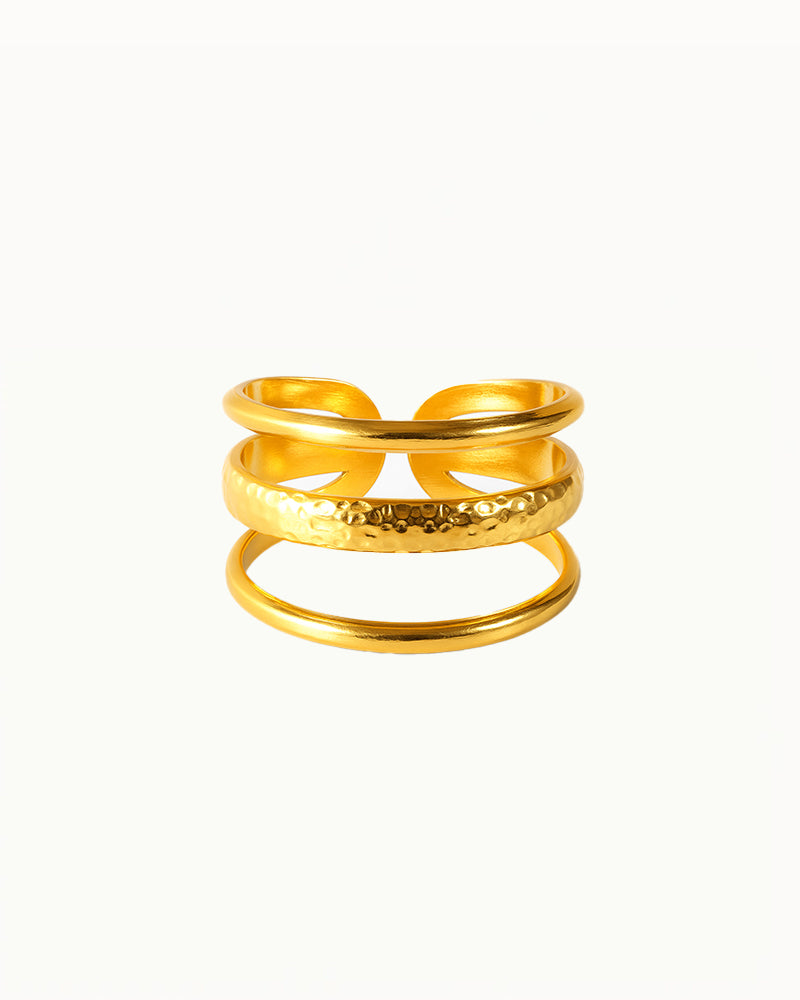 Gold-tone Triple Ring - Adjustable - Chaya - R43