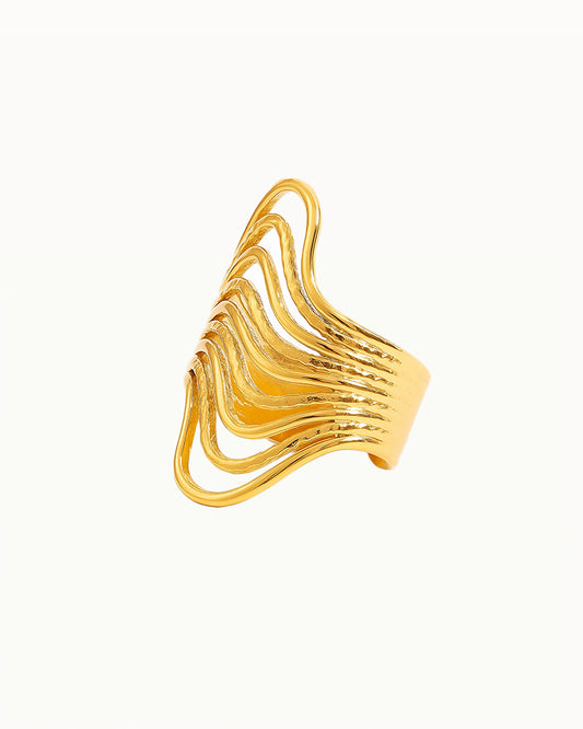 Ring with Organic Wave Design - Loisa - R73