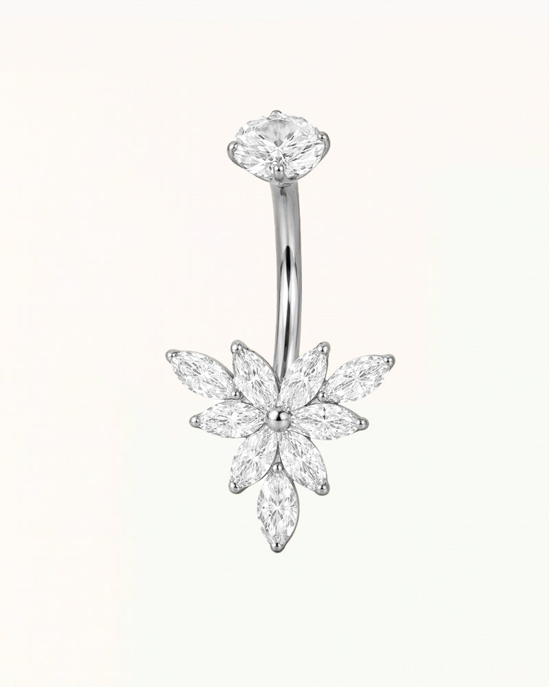 Bauchnabelpiercing mit blütenförmigen Marquise-Kristallen - Misha