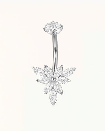 Bauchnabelpiercing mit blütenförmigen Marquise-Kristallen - Misha