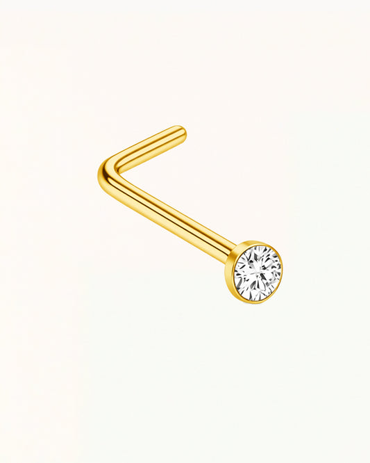 Nasenpiercing in L-Form mit rundem Kristall – erhältlich in zwei Größen – Sabrina