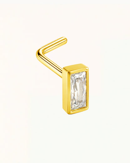 Nasenpiercing in L-Form mit rechteckigem Kristall - Thalia