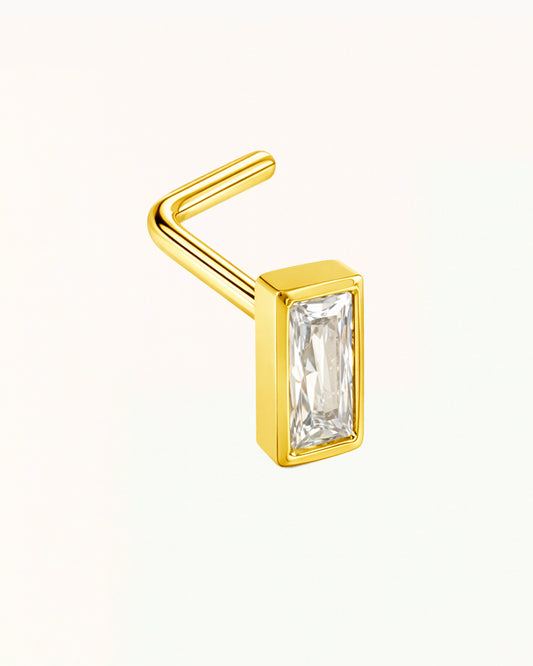 Nasenpiercing in L-Form mit rechteckigem Kristall - Thalia