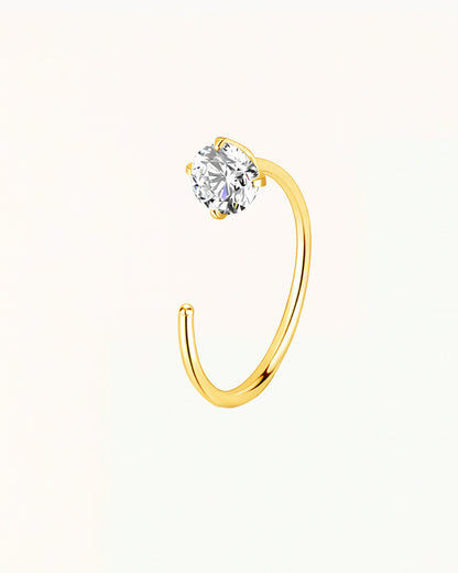 Offener Nasenpiercingring mit rundem Kristall - Xanthi