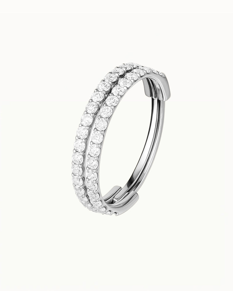 Titan-Piercing-Klickring mit doppelter Steinreihe - Alina