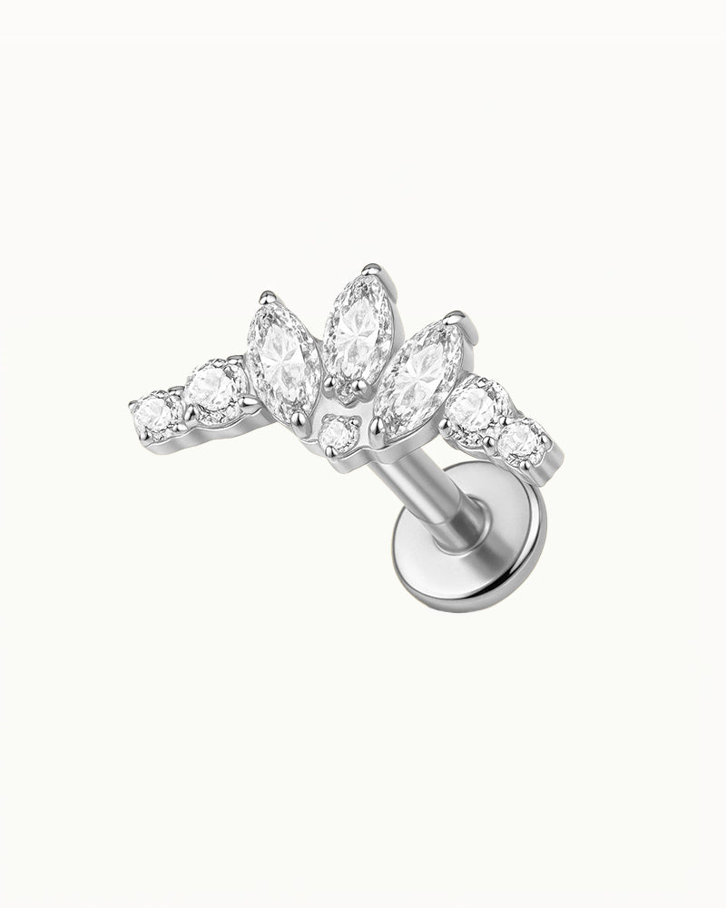 Titanpiercing mit luxuriösem Fächer aus Steinen - Nikoletta