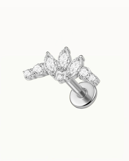 Titanpiercing mit luxuriösem Fächer aus Steinen - Nikoletta