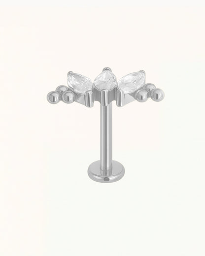 Titan-Piercing mit tropfenförmigen Kristallen und Kugeln - Priscilla