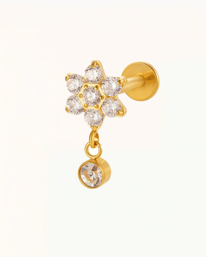 Titan-Blumenpiercing mit Aufhänger - Selin