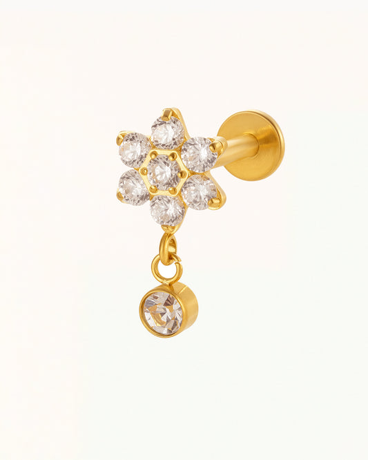 Titan-Blumenpiercing mit Aufhänger - Selin