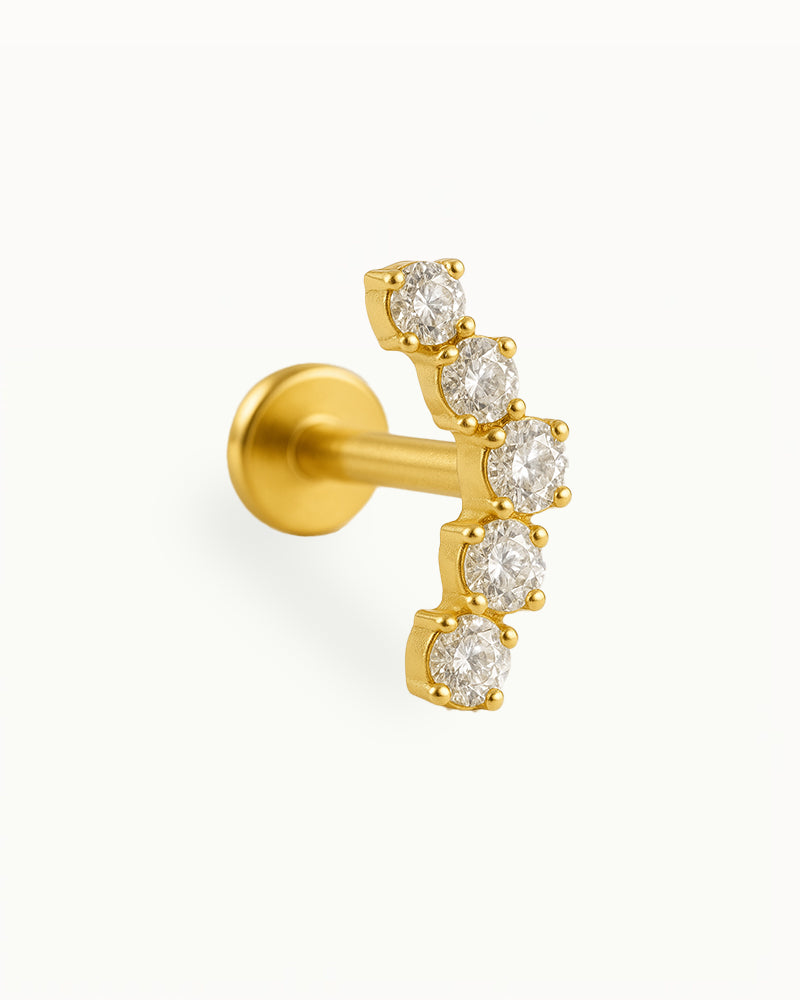 Piercing en Titane avec Cristaux Carrés - Youssra