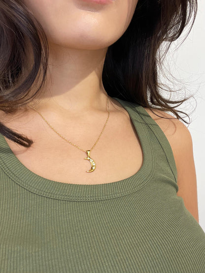 Goldene Mondkette mit Steinen - Natasha